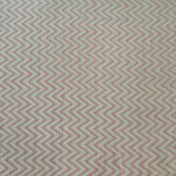 Pure Cotton Light Cream With Fine Zig Zag Screen Print Fabric