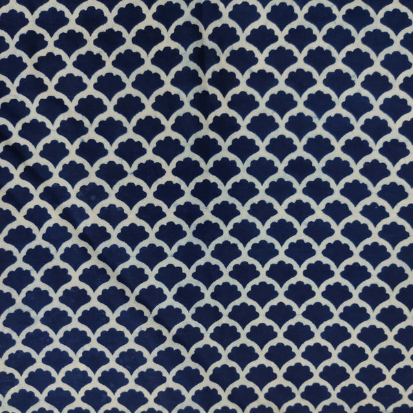 Pure Cotton Light Indigo Scallops Hand Block Print Fabric