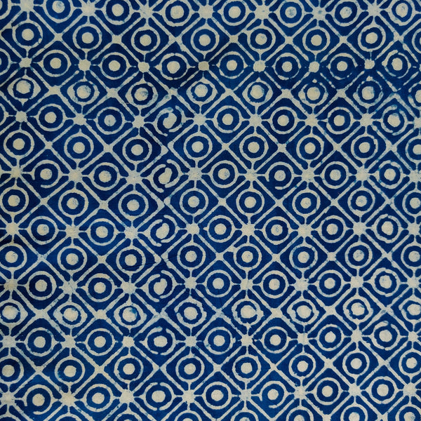 Pure Cotton Light Indigo Tiles Hand Block Print Fabric