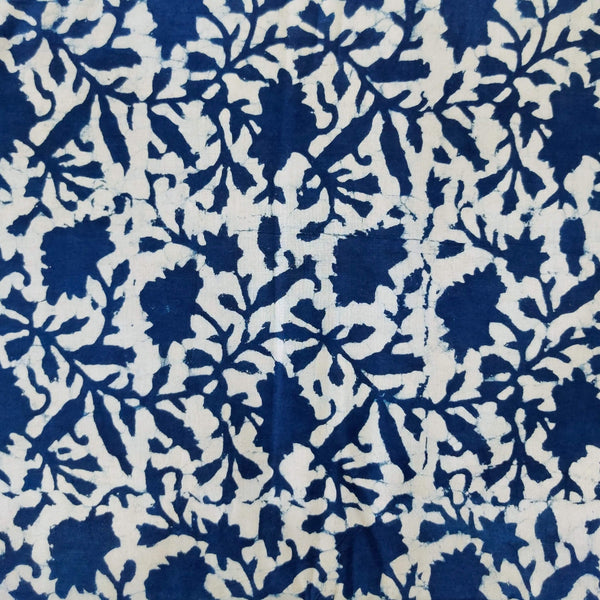 Pure Cotton Light Indigo With Dark Indigo Jaal Hand Block Print Fabric