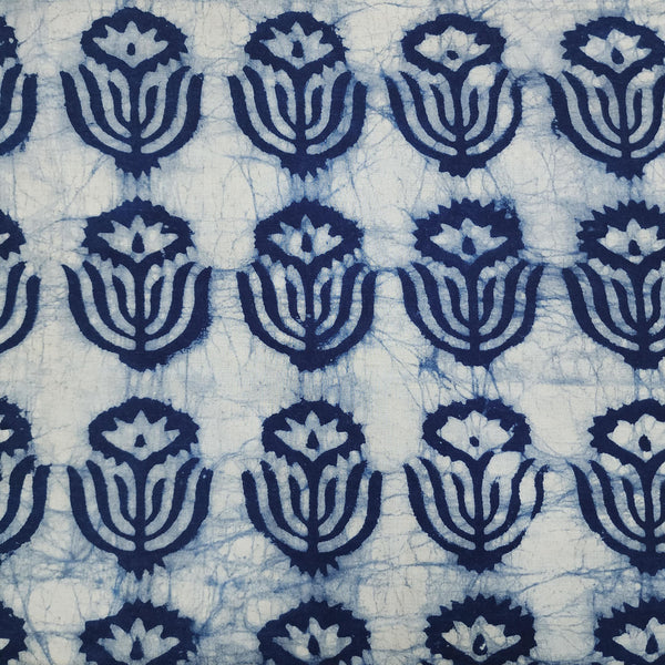 Pure Cotton Light Indigo With Dark Indigo Plant Hand Block Print Fabric