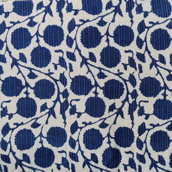 Pure Cotton Light Indigo With Flower Jaal Hand Block Print Fabric