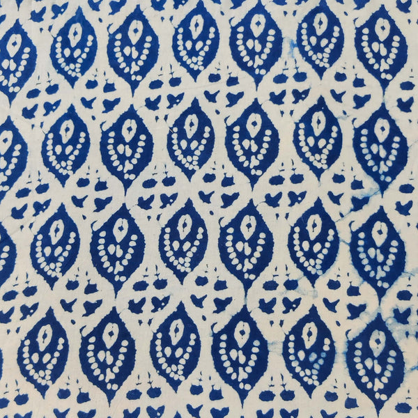 Pure Cotton Light Indigo With Shaded Indigo Motif Hand Block Print Fabric