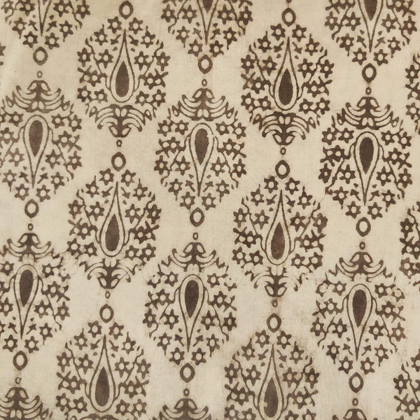 Pure Cotton Light Kashish With Dark Kashish Intricate Motif Hand Block Print Fabric