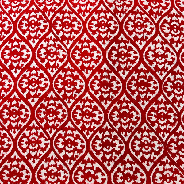 Pure Cotton Maroon Jaipuri Cacoon Jaali Hand Block Print Fabric