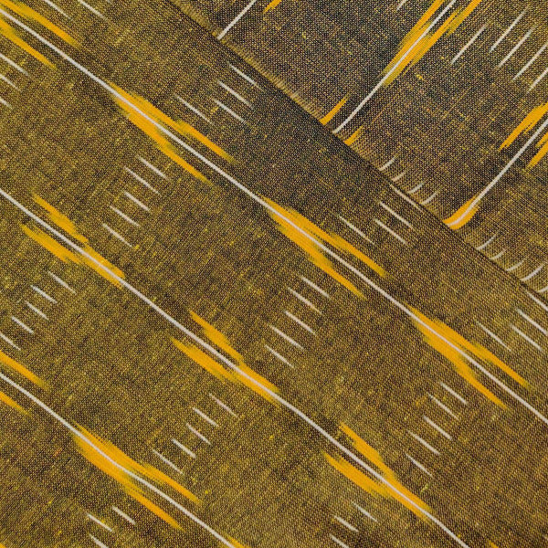 Pure Cotton Mehendi Mustard With Yellow Mustard Arrow Stripes Hand Woven Blouse Fabric ( 80 Cm)