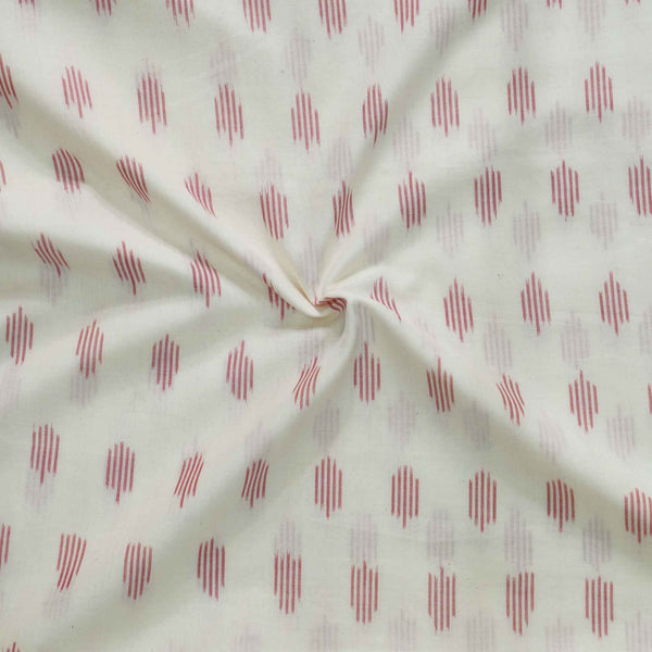 Pure Cotton Mercerised Cream Ikkat With Reddish Weaves Woven Fabric