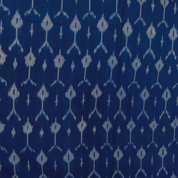 Pure Cotton Mercerised Ikkat Blue With Fish Woven Blouse Fabric (  1 Meter )