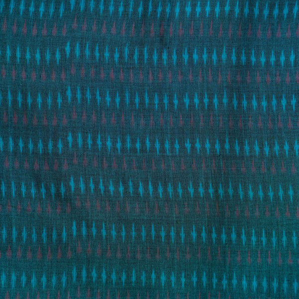 Pure Cotton Mercerised Ikkat Blue With Tiny Light Blue Pink Weaves Woven Fabric