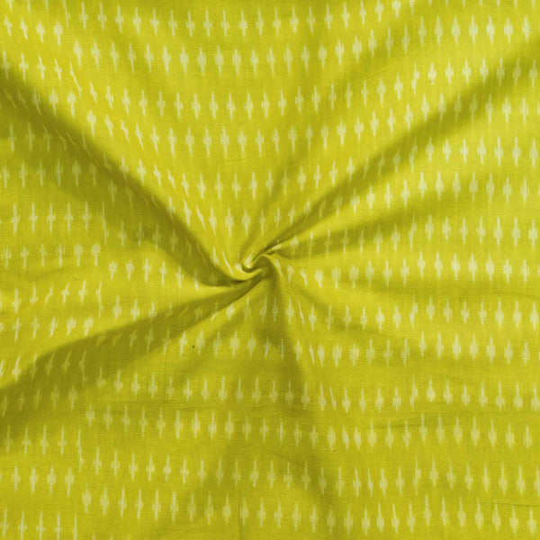 Pure Cotton Mercerised Ikkat Bright Light Green With Tiny Weaves Woven Fabric