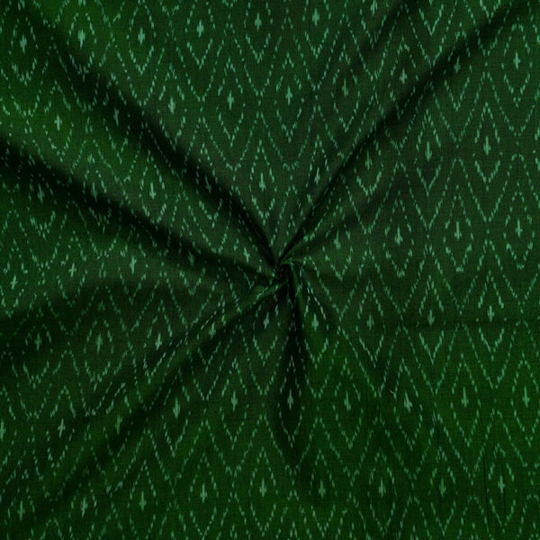 Pure Cotton Mercerised Ikkat Dark Green With All Over Comb Weaves Woven Fabric