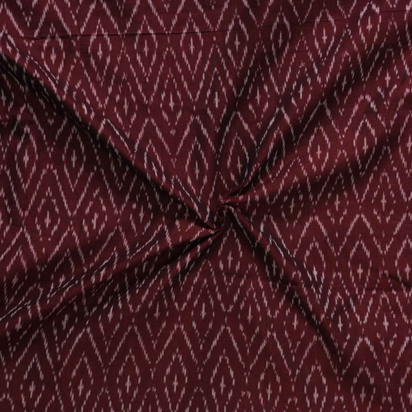 Pure Cotton Mercerised Ikkat Maroon With All Over Comb Weaves Woven Fabric