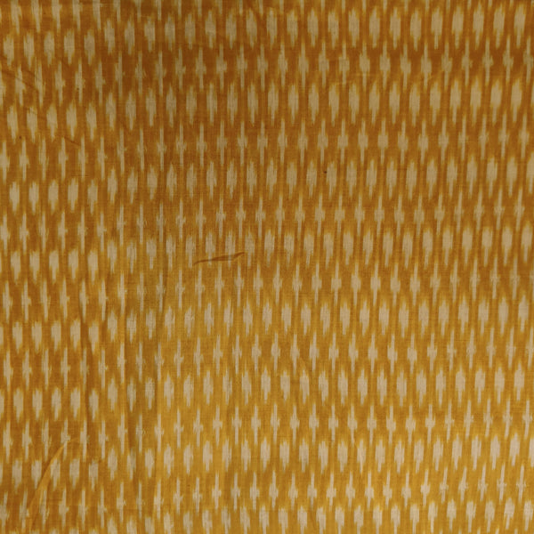 Pure Cotton Mercerised Ikkat Mustard With Cream Tiny Weaves Woven Fabric