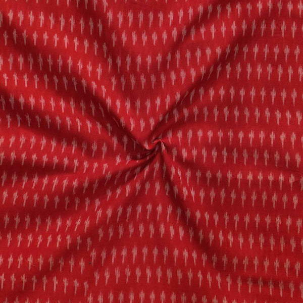 Pure Cotton Mercerised Ikkat Proper Red With Tiny Weaves Woven Fabric