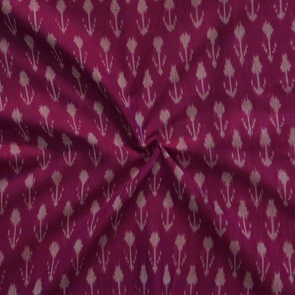 Pure Cotton Mercerised Purple Ikkat With Cream Plant Weaves Woven Fabric