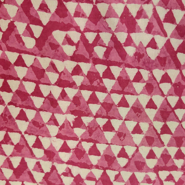 Pure Cotton Mouve Geometric Triangle Hand Block Print Blouse Fabric (1.25 Meter)