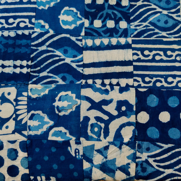 Pure Cotton Multi Indigo Patch Work Fabric