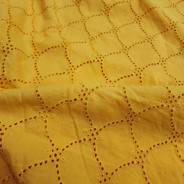 (Width 60 Inches) Pure Cotton Mustard Hakoba Fabric