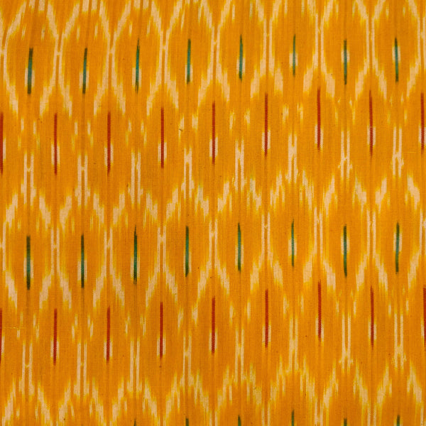 Pure Cotton Mustard Honey Combed Weaves With Tiny Red And Green Weaves Hand Woven Fabric