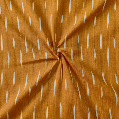 Pure Cotton Mustard Ikkat With Tiny Cream Weaves Woven Blouse Fabric ( 1 meter )