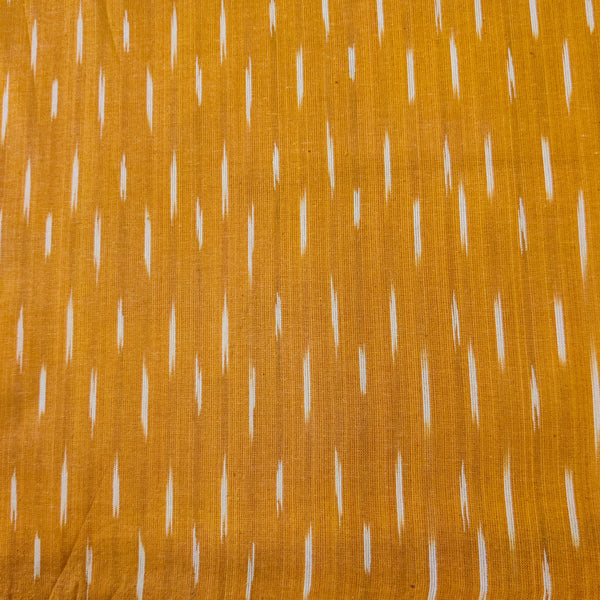 Pure Cotton Mustard Ikkat With Tiny Cream Weaves Woven Fabric