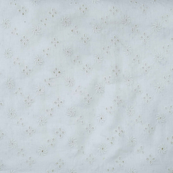 Pure Cotton Off White Small Hakoba Embroidered Fabric