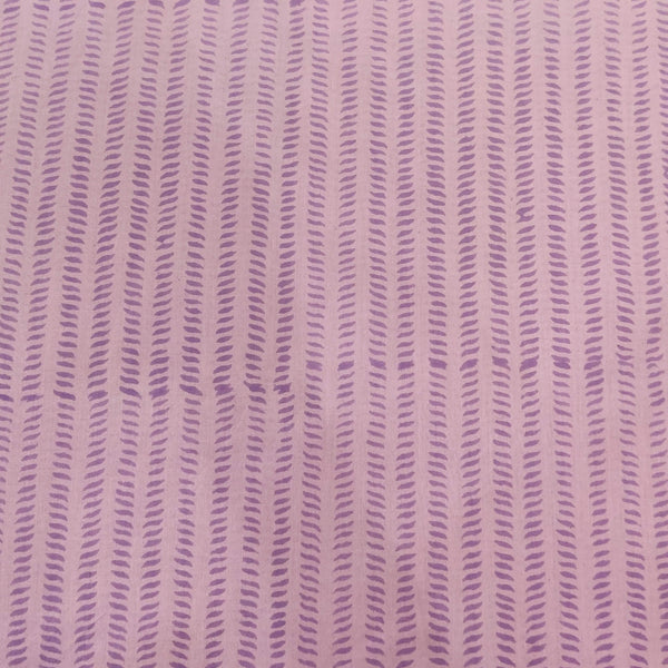 Pure Cotton Pastel Lavender Dabu With Tiny Purple Dash Stripes Hand Block Prit Fabric