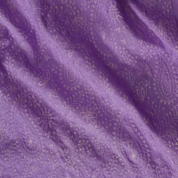 Pure Cotton Pastel Lavender Self Embroidered Fabric