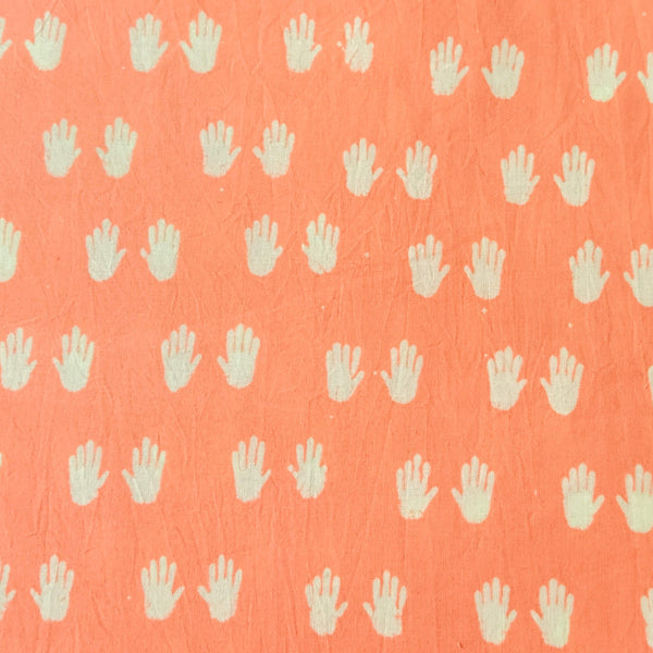 Pure Cotton Pastel Peach Orange Dabu With Tiny Hands Hand Block Print Fabric