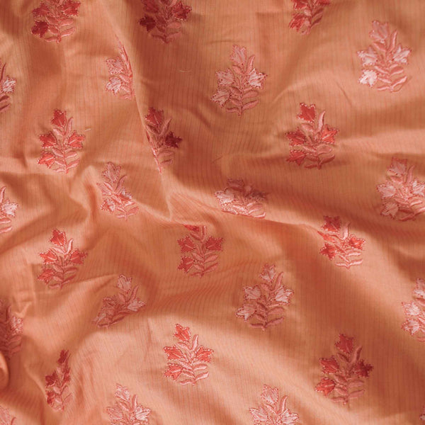 Pure Cotton Pastel Peach With Self Embroidered Fabric