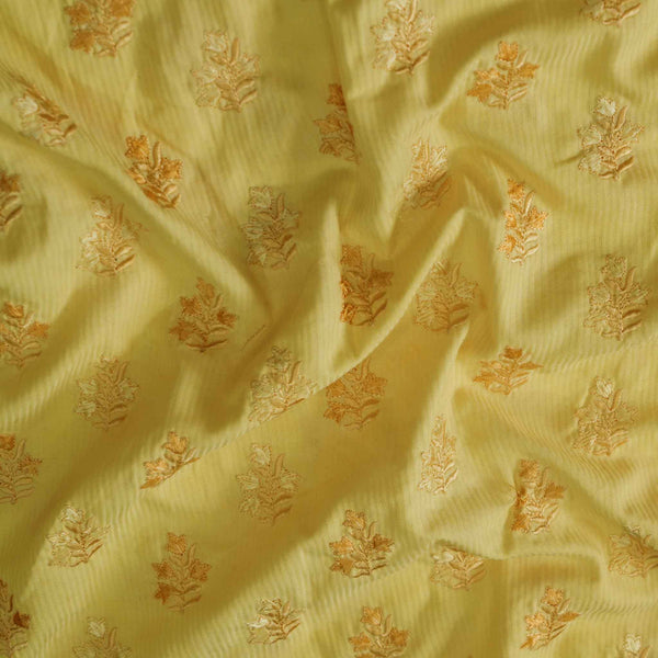 Pure Cotton Pastel Yellow With Self Embroidered Fabric