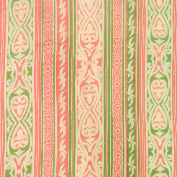 Pure Cotton Peach Green Patola Borders Screen Print Fabric