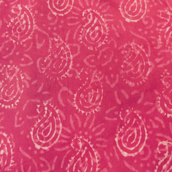 Pure Cotton Pink Dabu Self Design With Kairi Motif Hand Block Print Fabric