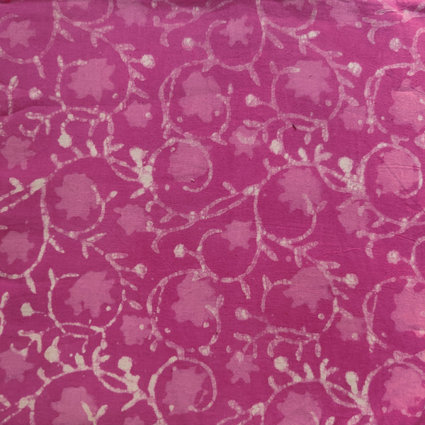 Pure Cotton Pink Dabu With Floral Jaal Hand Block Print Fabric