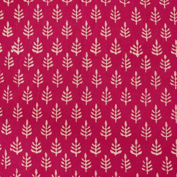 Pure Cotton Pink Gamthi With Cream Tiny Motifs Hand Block Print Blouse Fabric ( 90 CM )