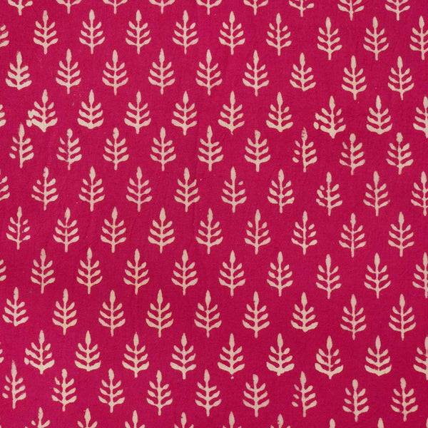 Pure Cotton Pink Gamthi With Cream Tiny Motifs Hand Block Print Fabric