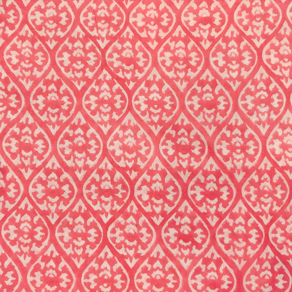 Pure Cotton Pink Jaipuri Cacoon Jaali Hand Block Print Fabric