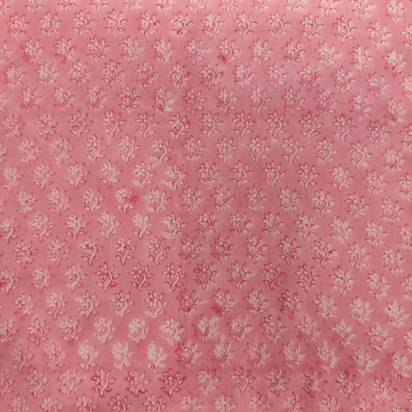 Pure Cotton Pink Jaipuri With Tiny Motifs Hand Block Print Fabric