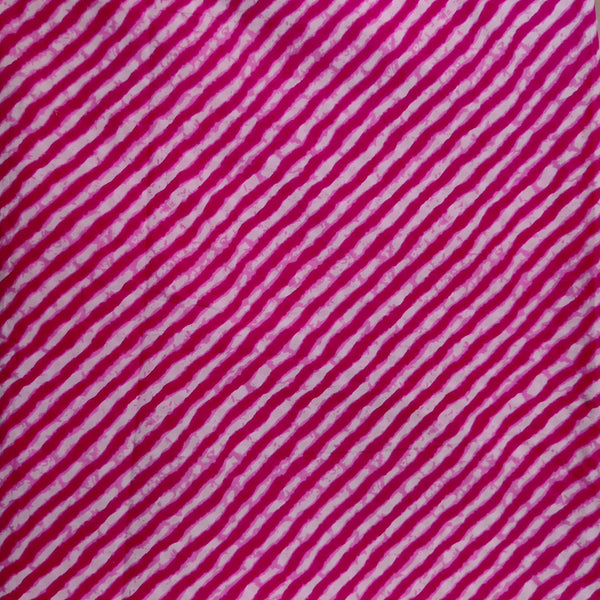 Pure Cotton Pink Lehariya Screen Print Fabric