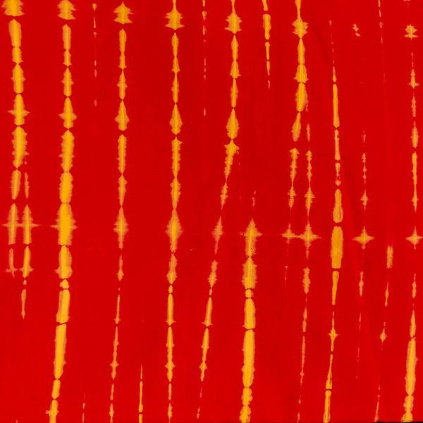 Pure Cotton Red And Yellow  Shibori Tie And Dye Fabric