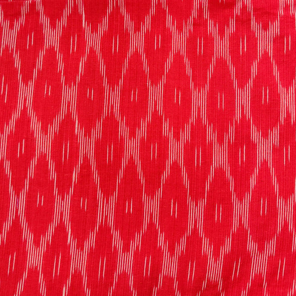 Pure Cotton Red Ikkat With Light Honeycomb Weave Woven Fabric