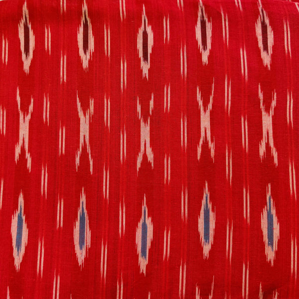 Pure Cotton Red Ikkat With XO Weaves Woven Fabric