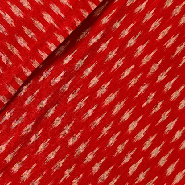 Pure Cotton Red Mercerised Ikkat With Tiny Weaves Handwoven Fabric