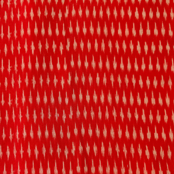 Pure Cotton Red Mercerised Ikkat With Tiny Weaves Handwoven Blouse Fabric ( 0.85 Cm )