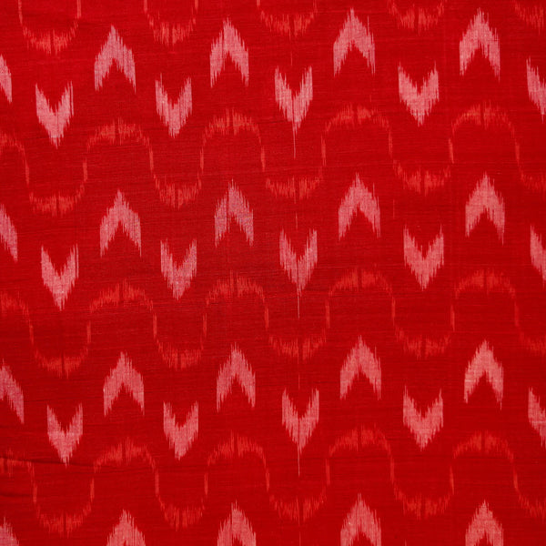 Pure Cotton Red  Sambhalpuri Ikkat  With Fine Arrow Head Motifs Weaving Hand Woven Fabric