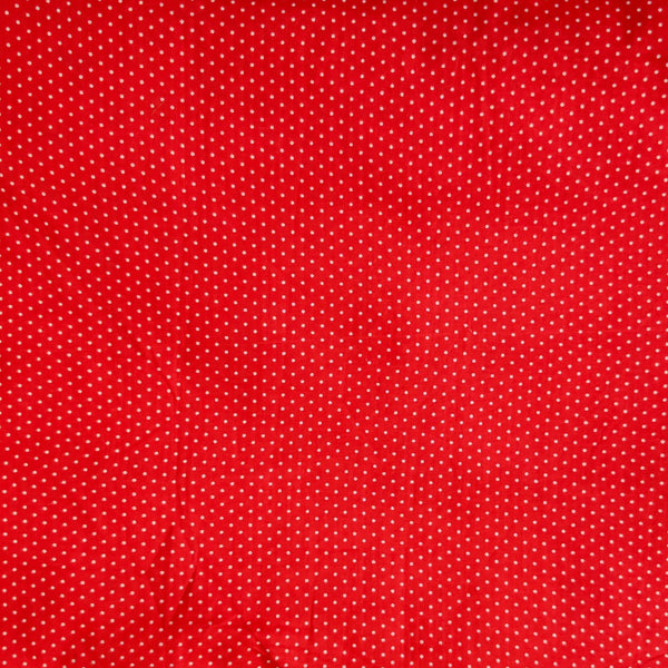 Pure Cotton Red With Tiny Polka Dots Screen Print Fabric