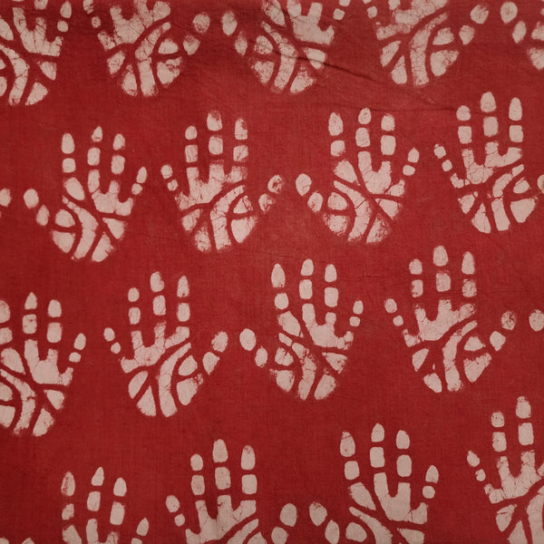 Pure Cotton Rust Orange Dabu With Hand Print Hand Block Print Fabric