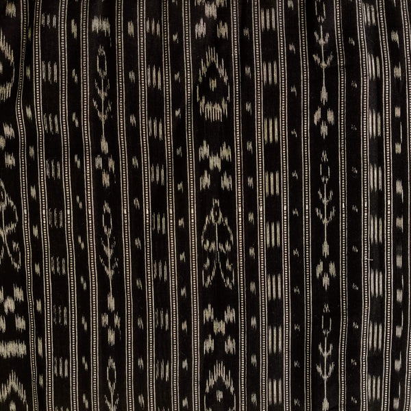 Pure Cotton Sambhalpuri Ikkat Black With Intricate Stripes Hand Woven Fabric