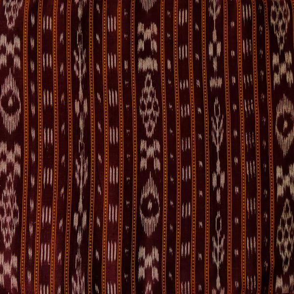 Pure Cotton Sambhalpuri Ikkat Brown With Intricate Stripes Hand Woven Fabric