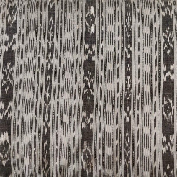 Pure Cotton Sambhalpuri Ikkat Grey With Intricate Stripes Hand Woven Fabric